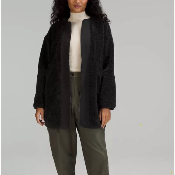 Lululemon Collarless Sherpa Fleece Full Zip Jacket- Size 14 (excellent cond) - Picture 1 of 15